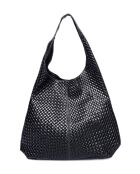 Zwarte leren draagtas - 35x46x16 cm