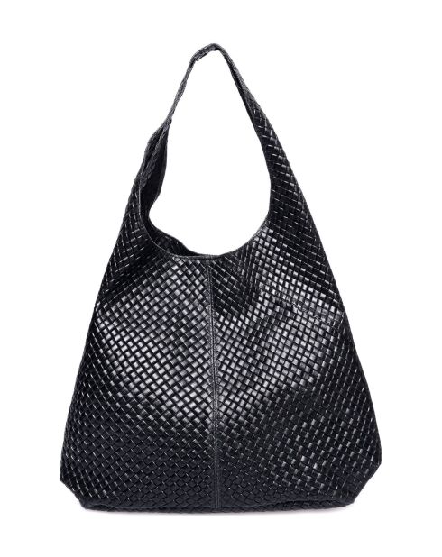 Zwarte leren draagtas - 35x46x16 cm