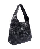 Zwarte leren draagtas - 35x46x16 cm