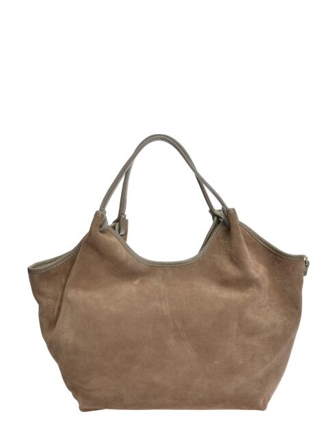 Hobo-tas in taupe suède - 29x42x11 cm