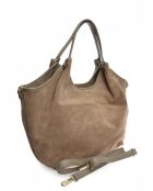 Hobo-tas in taupe suède - 29x42x11 cm
