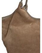Hobo-tas in taupe suède - 29x42x11 cm