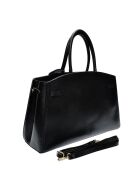 Zwarte leren draagtas - 28,5x39x12 cm