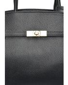 Zwarte leren draagtas - 28,5x39x12 cm