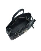 Zwarte leren draagtas - 28,5x39x12 cm