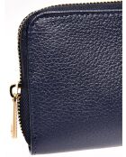 Blauwe leren portemonnee - 11x19x1,5 cm
