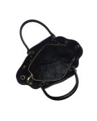 Zwarte leren draagtas - 23x33x11 cm