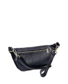 Zwarte leren schoudertas - 17x28x/ cm