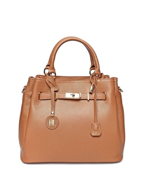 Cognac leren handtas - 28,5x38x18 cm