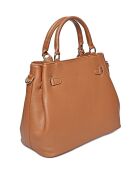 Cognac leren handtas - 28,5x38x18 cm