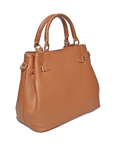 Cognac leren handtas - 28,5x38x18 cm
