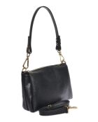 Zwarte leren handtas - 14x19x6,5 cm