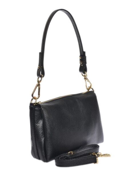 Zwarte leren handtas - 14x19x6,5 cm