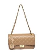 Taupe leren schoudertas - 18x27,5x8 cm