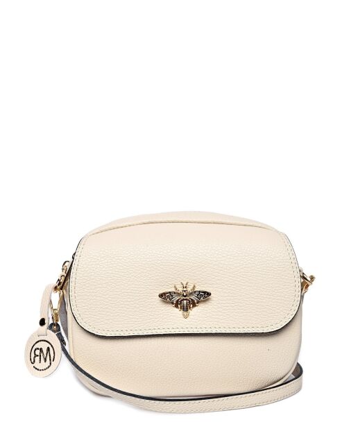 Beige leren schoudertas - 18x22x6 cm
