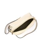 Beige leren schoudertas - 18x22x6 cm
