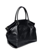 Zwarte leren handtas - 31x33x20 cm