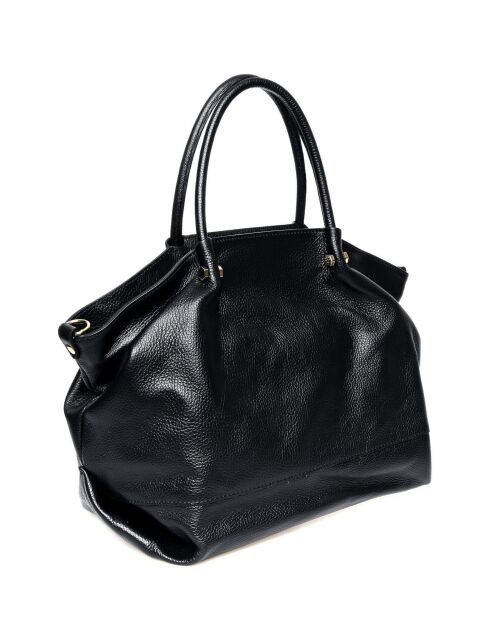 Zwarte leren handtas - 31x33x20 cm