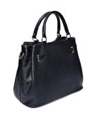 Zwarte leren handtas - 28,5x38x18 cm