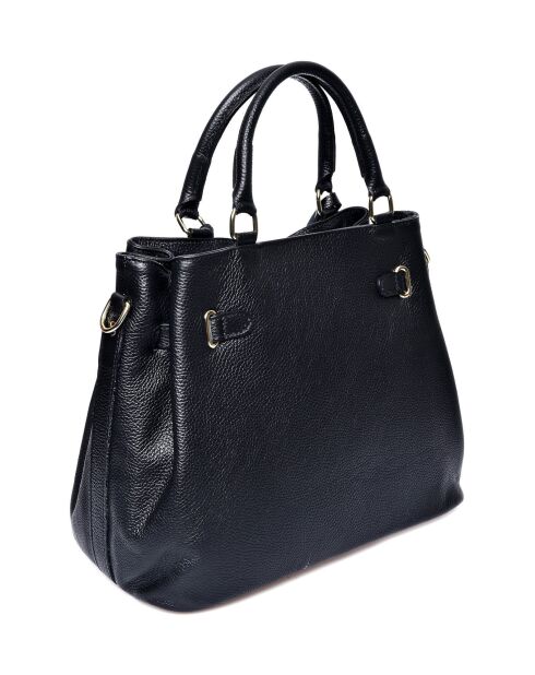 Zwarte leren handtas - 28,5x38x18 cm
