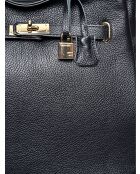 Zwarte leren handtas - 28,5x38x18 cm