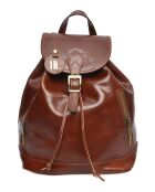 Bruine leren rugzak - 32x36x14 cm