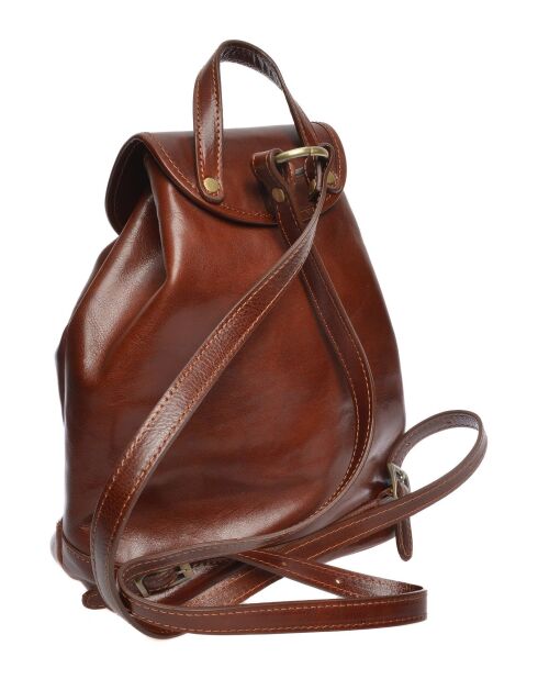 Bruine leren rugzak - 32x36x14 cm