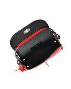 Rode leren tas met handgreep aan de bovenkant - 13x19x7 cm