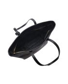 Zwarte leren schoudertas - 26x28x10 cm