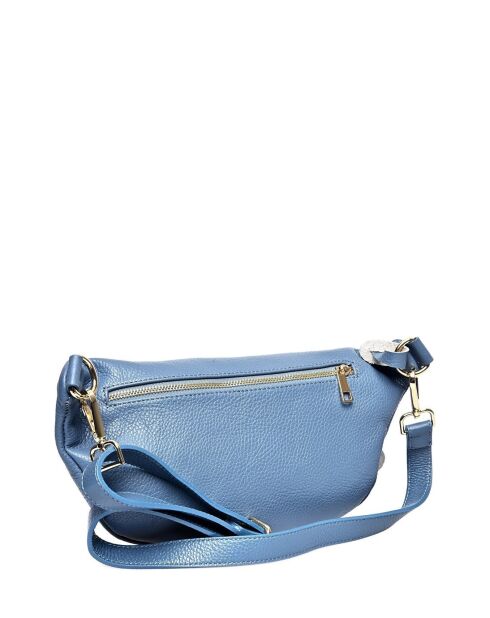 Hemelsblauwe leren schoudertas - 17x28x cm