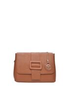 Cognac leren schoudertas - 18x23x8 cm