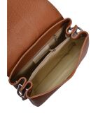 Cognac leren schoudertas - 18x23x8 cm