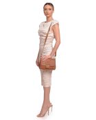 Cognac leren schoudertas - 18x23x8 cm