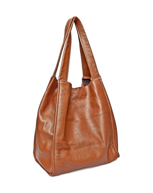 Cognac leren draagtas - 38x54x19cm
