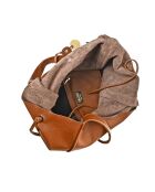 Cognac leren draagtas - 38x54x19cm