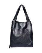 Zwarte leren draagtas - 38x54x19cm