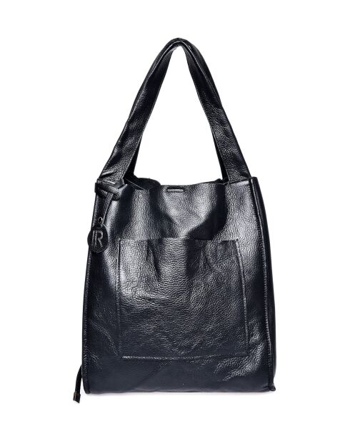 Zwarte leren draagtas - 38x54x19cm