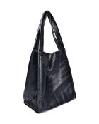 Zwarte leren draagtas - 38x54x19cm