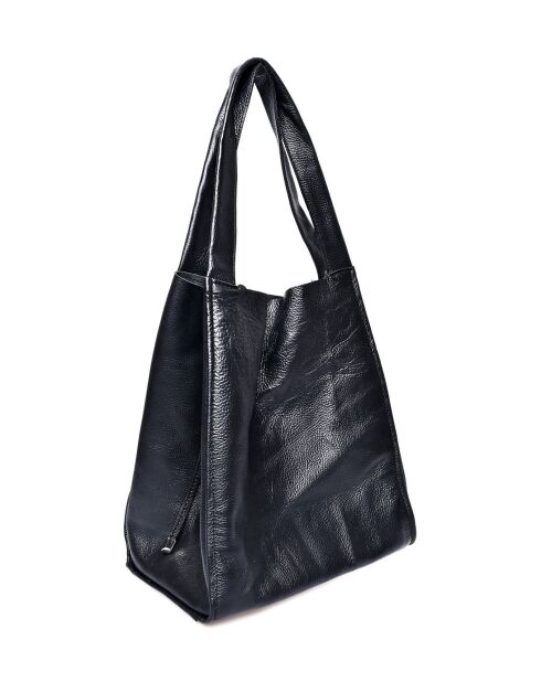 Zwarte leren draagtas - 38x54x19cm
