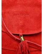 Rode leren tas met handgreep aan de bovenkant - 20,5x20,5x6 cm