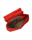 Rode leren tas met handgreep aan de bovenkant - 20,5x20,5x6 cm