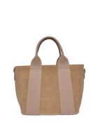 Taupe leren draagtas - 22,5x25x12 cm