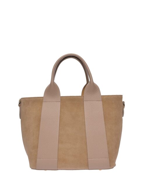 Taupe leren draagtas - 22,5x25x12 cm