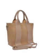 Taupe leren draagtas - 22,5x25x12 cm