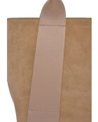 Taupe leren draagtas - 22,5x25x12 cm