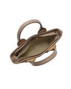 Taupe leren draagtas - 22,5x25x12 cm