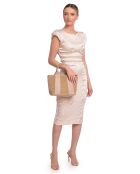 Taupe leren draagtas - 22,5x25x12 cm
