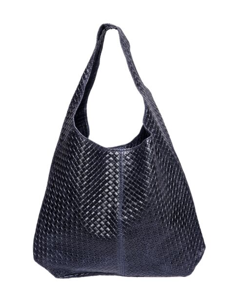 Blauwe leren draagtas - 35x46x16 cm