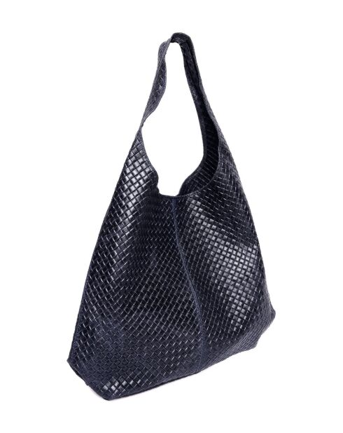 Blauwe leren draagtas - 35x46x16 cm