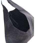 Blauwe leren draagtas - 35x46x16 cm